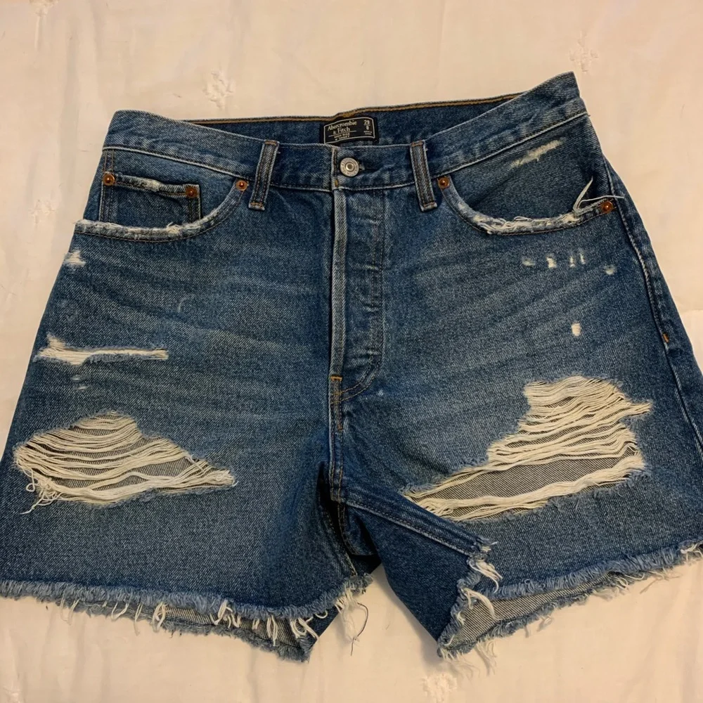 Abercrombie High Rise Mid Length Denim Shorts
